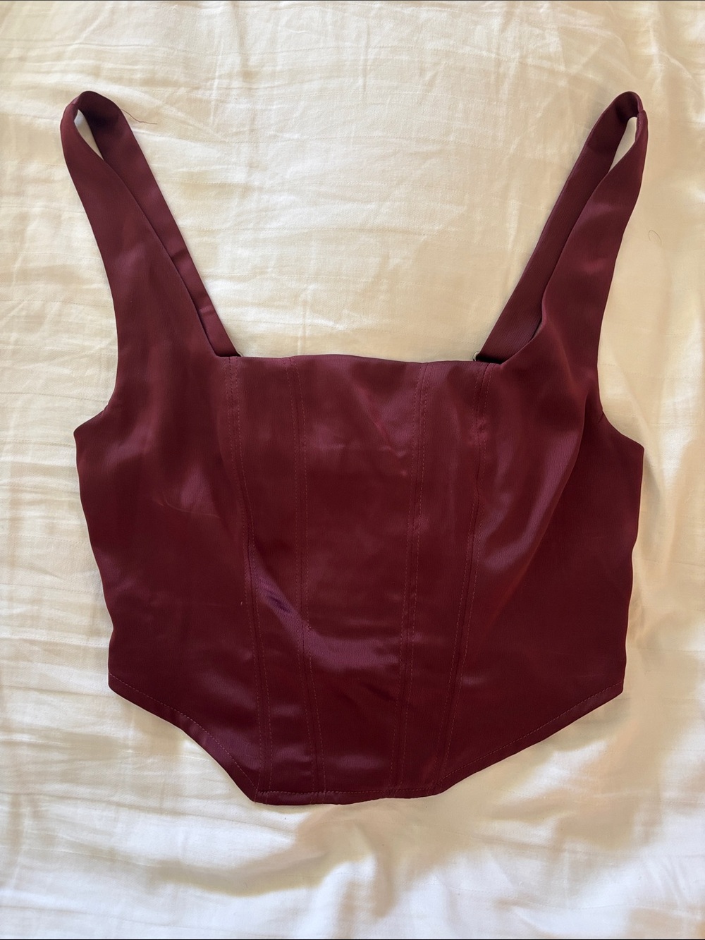wild fable Burgundy Square-Neck Crop Tank
